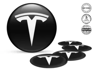 Tesla Décalques Jantes Voiture Logos Bombés de Luxe